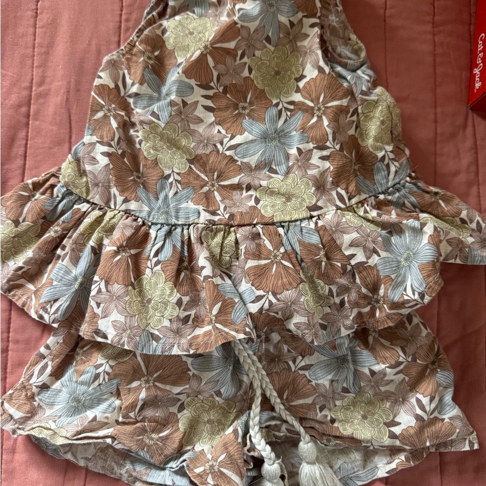 Rylee + Cru Floral Kids Matching Set in Brown, Blue, and Green